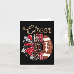 Football Cheer Mum Red Black Pom Leopard Card