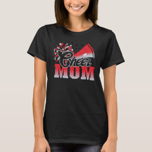 Football Cheer Mum Red Black Pom Leopard T-Shirt