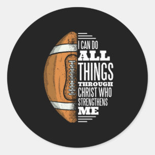 Football Christ Strength Faith Jesus Classic Round Sticker