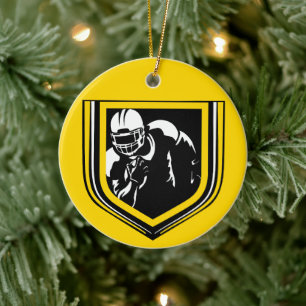 Football Christmas Black and Gold Ornament