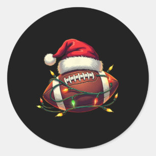 Football Christmas Festive Lights Funny Winter Spo Classic Round Sticker