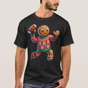 Football Christmas Gingerbread Man Football Ugly C T-Shirt