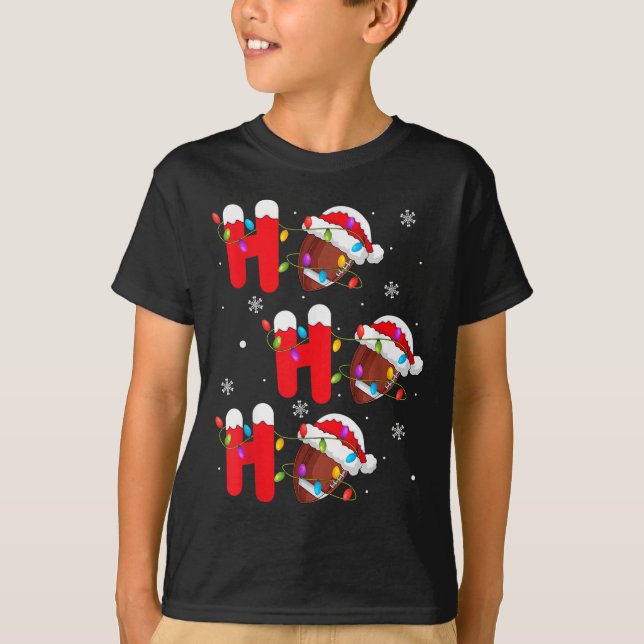 Football Christmas Ho Ho Ho Santa Srts Player Funn T-Shirt (Front)