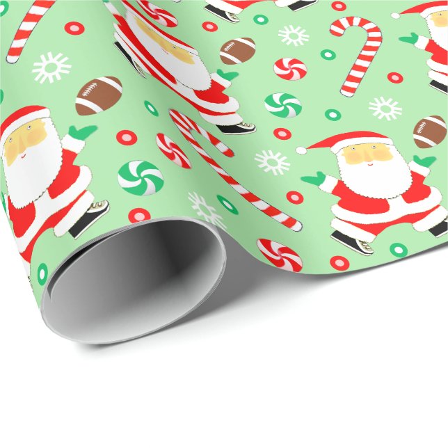 Football Christmas Holiday Gift Wrapping Paper (Roll Corner)