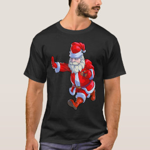 Football Christmas Men Kids Boys Football Santa Cl T-Shirt