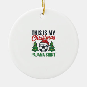 Football Christmas Pajama Shirt Ceramic Tree Decoration