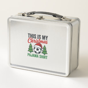 Football Christmas Pajama Shirt Metal Lunch Box