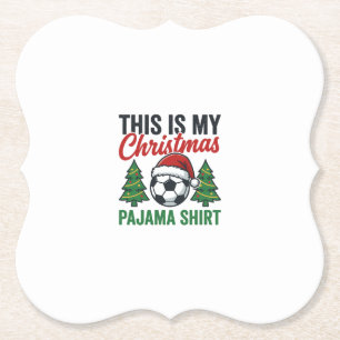 Football Christmas Pajama Shirt Paper Coaster