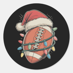Football Christmas Santa Hat Holiday Sports Classic Round Sticker