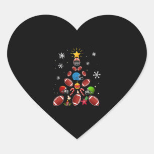 Football Christmas Tree Xmas Football Player Gift Heart Sticker