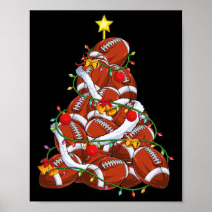 Football Christmas Tree Xmas Pyjamas Player Coach Poster