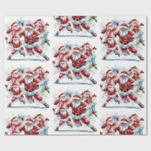 Football Christmas with Santa Claus Wrapping Paper