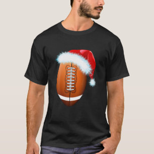 Football Christmas With Santa Hat Football Lover C T-Shirt
