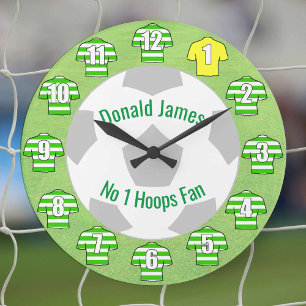 Football Clock - Green Hooped Shirts