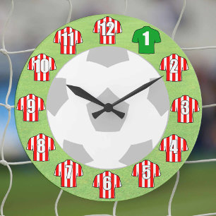 Football Clock - Red & White Striped Shirts