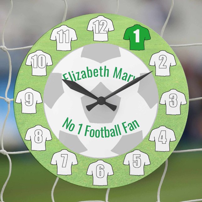 Football Clock - White Shirts (Football style wall clock)