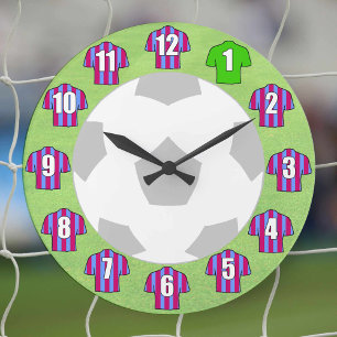 Football Clock - with claret & blue Shirts