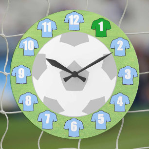 Football Clock - with Sky Blue Shirts