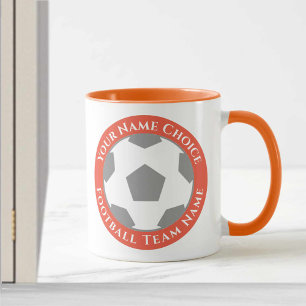 Football Club Design in Orange Mug