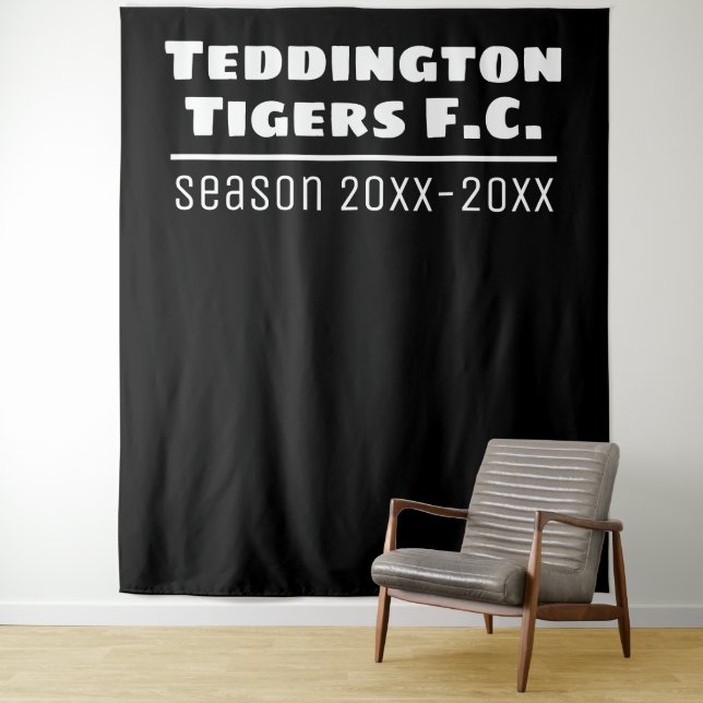 Football Club Presentation Backdrop in Black Tapestry (In Situ)