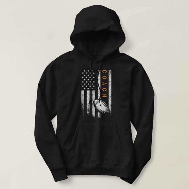 Football Coach American Flag Football Trainer Coac Hoodie (Design Front)
