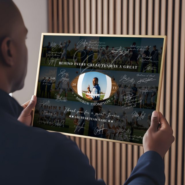 Football Coach Appreciation Collage Team Signature Poster (Football Coach Appreciation Collage Team Signature Poster)