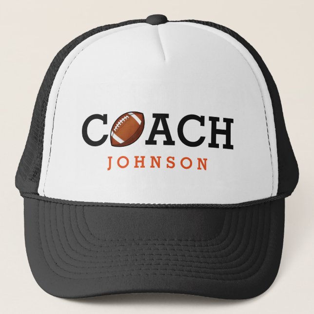 Football Coach Custom Name Trucker Hat (Front)