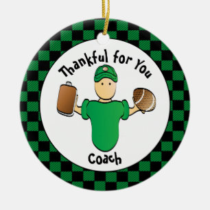 Football Coach Funny Cartoon Thank You Gift Ceramic Tree Decoration