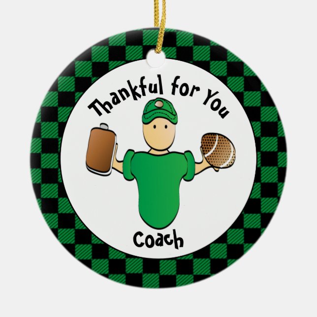 Football Coach Funny Cartoon Thank You Gift   Ceramic Tree Decoration (Front)
