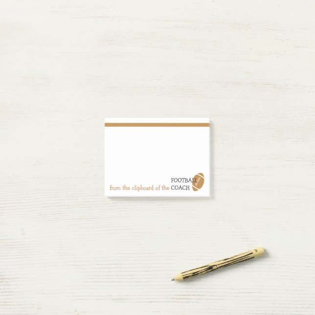 Football Coach Funny Sports Themed Clipboard of Post-it Notes (On Desk)