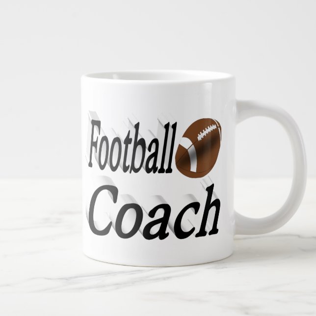 Football Coach half text  Large Coffee Mug (Right)