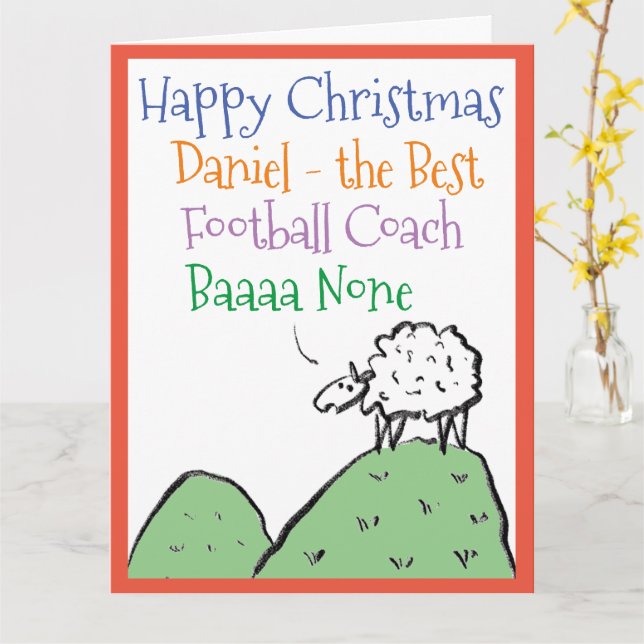 Football Coach Happy Christmas card (Yellow Flower)