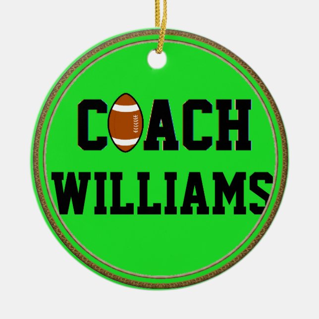Football Coach Personalised Ceramic Tree Decoration (Front)