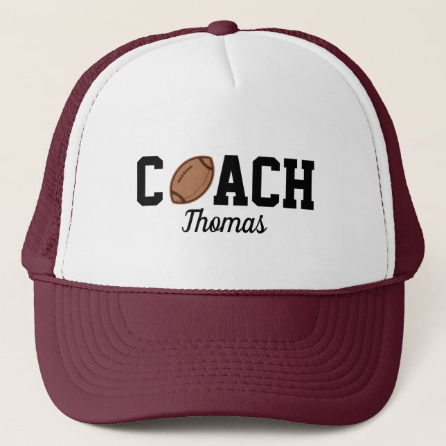 Football Coach Player Ball Design Typography Name  Trucker Hat (Front)