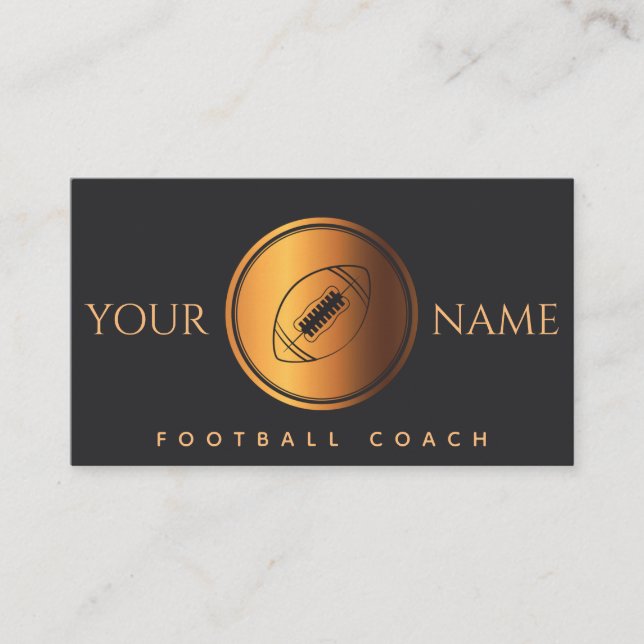Football Coach Player Team Modern Gold Black Sport Business Card (Front)