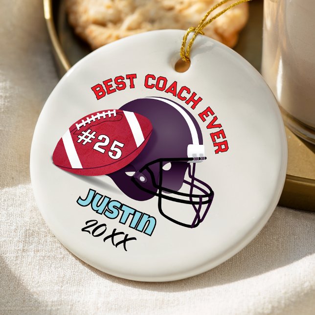 football coach sports team custom text ceramic tree decoration (Creator Uploaded)