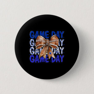 Football Coquette Bow Blue Bulldogs Game Day Women 6 Cm Round Badge