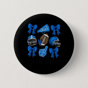 Football Coquette Bow Cheer Mum Blue 6 Cm Round Badge