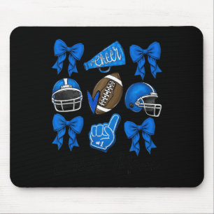 Football Coquette Bow Cheer Mum Blue Mouse Pad