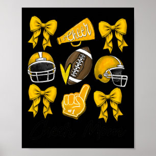Football Coquette Bow Cheer Mum Yellow Poster