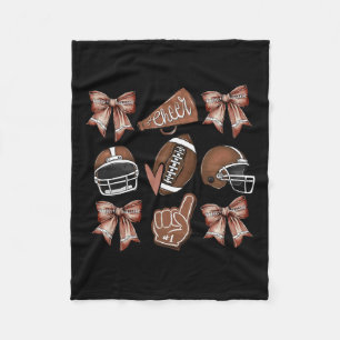 Football Coquette Bow Football Mum Game Day Women Fleece Blanket