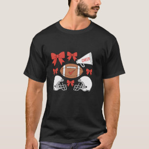 Football Coquette Bow Football Mum Game Day Women T-Shirt