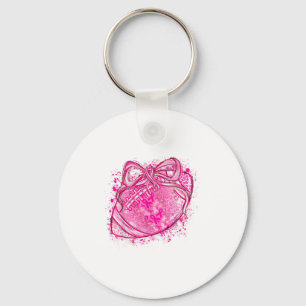 Football Coquette Bow Tackle Breast Cancer We Wear Key Ring