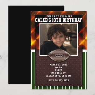 Football Custom Photo Birthday Party Invitations