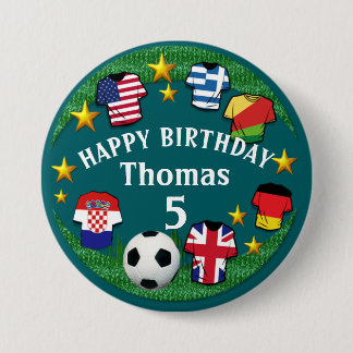 Football Custom Text Birthday Name Age 3 Cm Round  7.5 Cm Round Badge