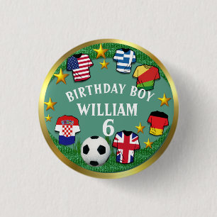 Football Custom Text Birthday Name Age 3 Cm Round Badge