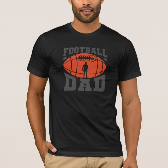 Football Dad Retro Text Design-Orange and Grey T-Shirt (Front)
