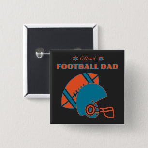 Football dad sports lovers orange blue vintage  15 cm square badge