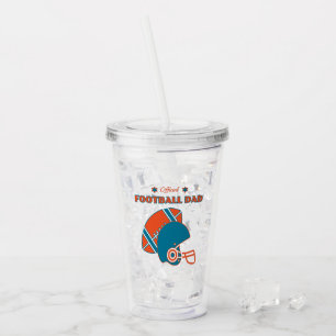 Football dad sports lovers orange blue vintage acrylic tumbler