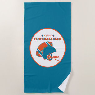 Football dad sports lovers orange blue vintage  beach towel